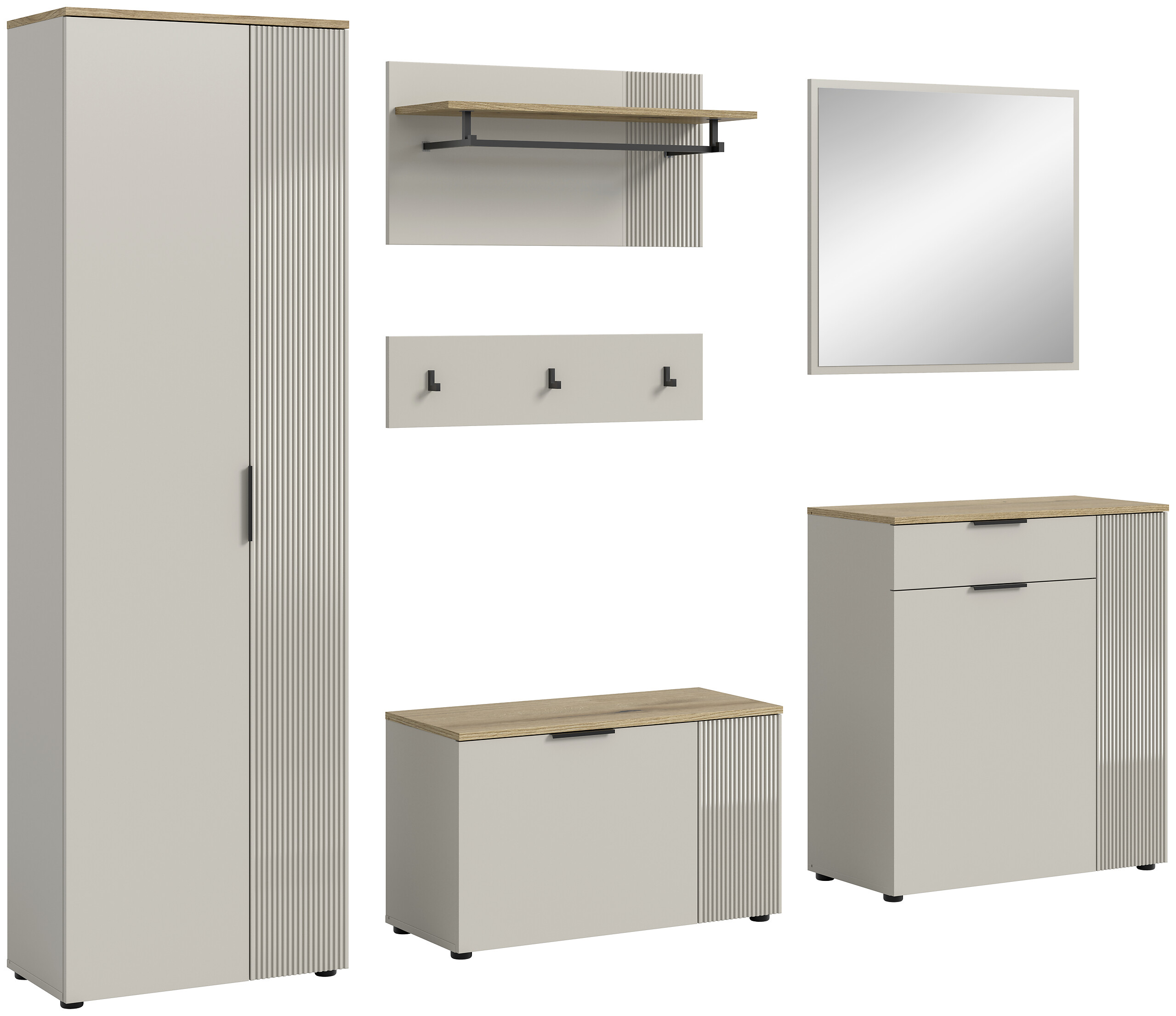 Garderobe Slide Kaschmirgrau Nachbildung Evoke Oak Nachbildung B/H/T: ca. 250x190x36 cm