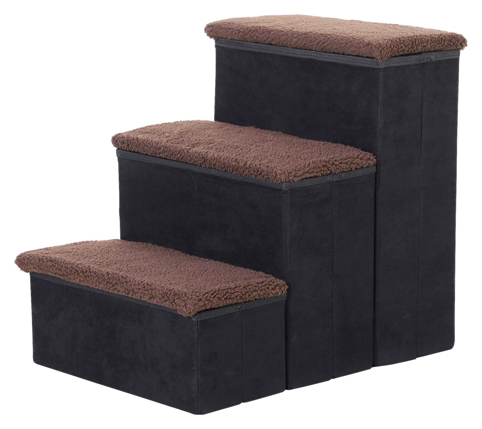 PawHut Haustiertreppe schwarz MDF B/H/L: ca. 54x48x40 cm