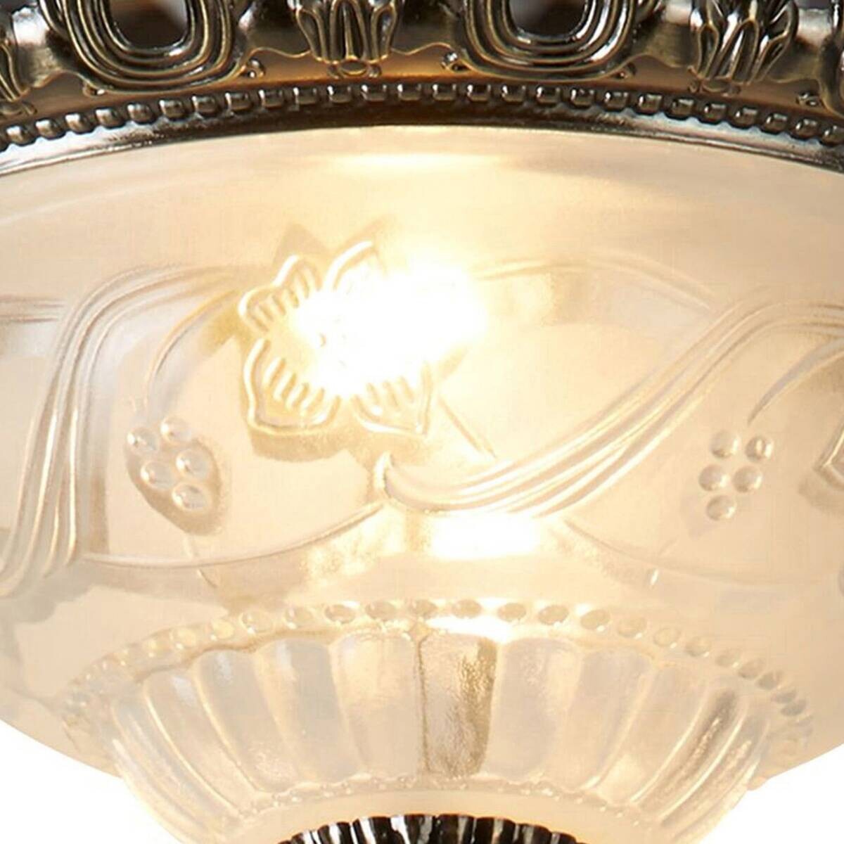 Searchlight Deckenleuchte Derby messing Stahl Glas B/H/L/D: ca. 33x17x33x33 cm E14 2 Brennstellen