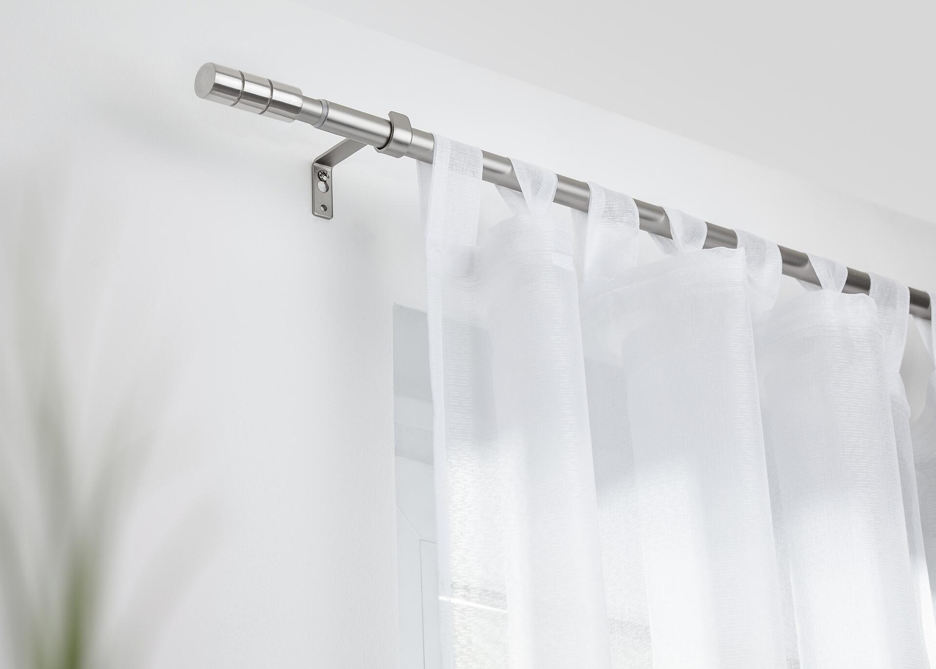 LICHTBLICK Gardinenstange Zylinder Edelstahloptik Metall D: ca. 2 cm ausziehbar von ca. 130 bis 240 cm 1.0 Läufe