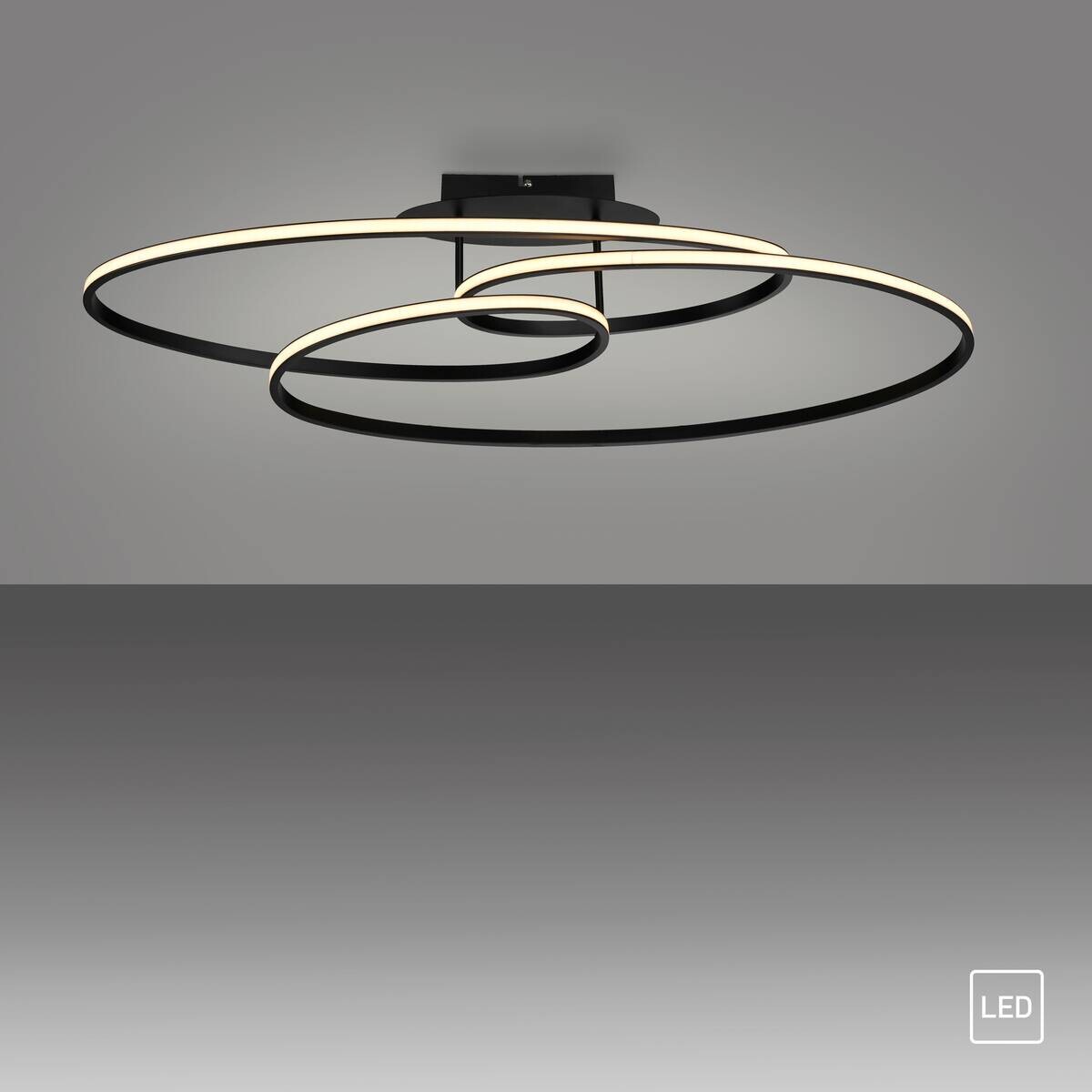 Just Light LED-Deckenleuchte Lumaca schwarz B/H/L: ca. 30,5x22,5x81 cm