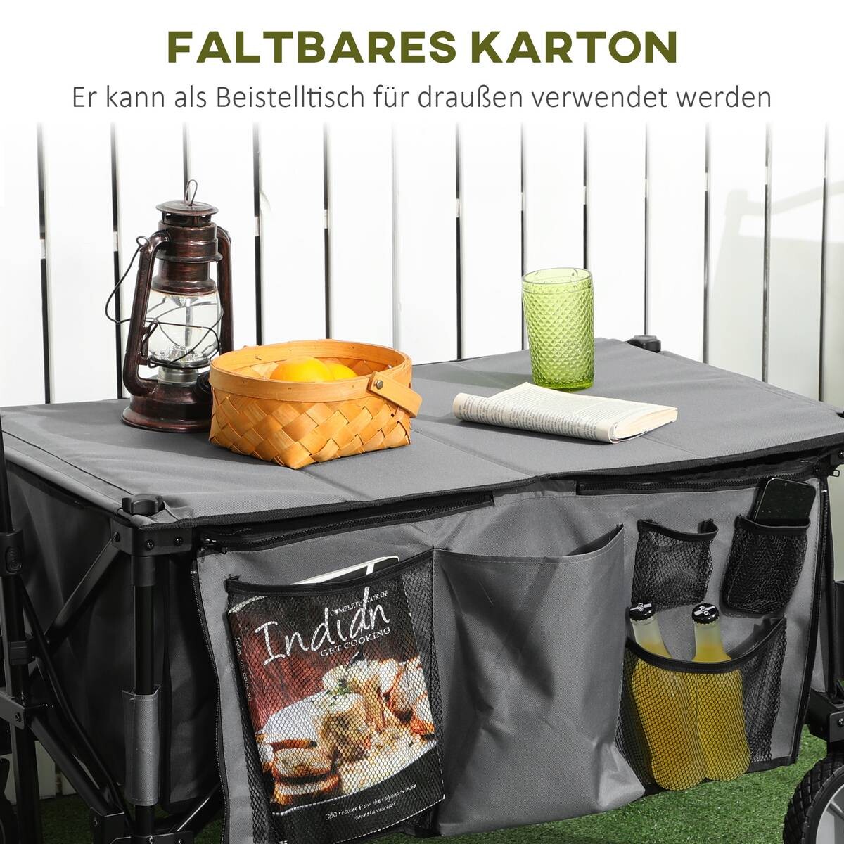 Outsunny Bollerwagen dunkelgrau B/H/L: ca. 55x93x108 cm