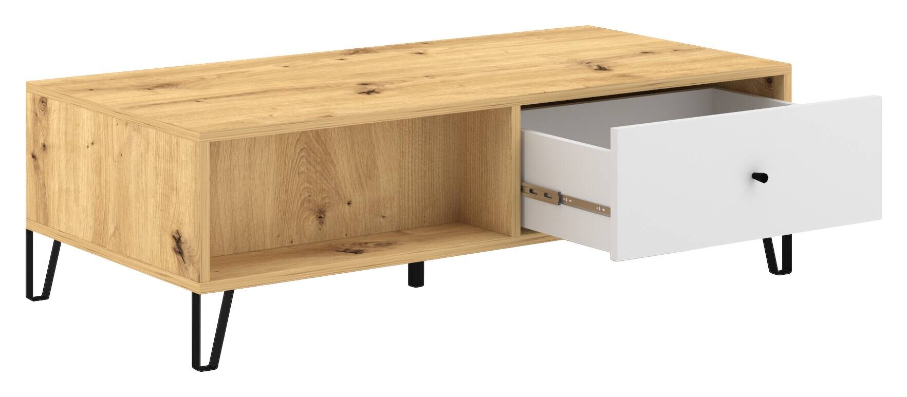 WIPMEB Couchtisch BILBAO Eiche Artisan weiß B/H/T: ca. 110x37x60 cm