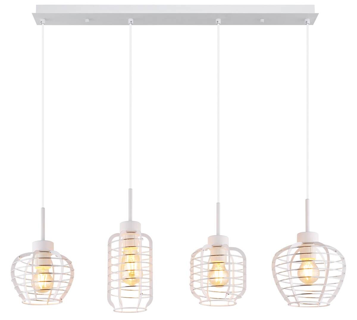 GLOBO Hängeleuchte weiß Chrom Aluminium Metall B/H/L: ca. 37x25,5x86 cm E27 4 Brennstellen