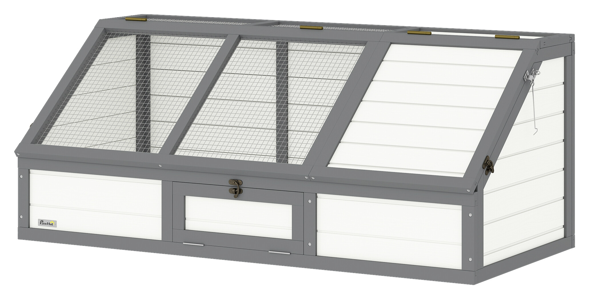 PawHut Schildkrötenhaus weiß Holz B/H/L: ca. 55x50x120 cm