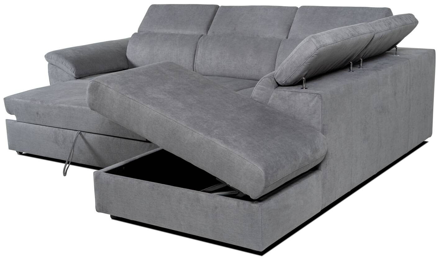 Ecksofa mit Bettfunktion und Bettkasten titanfarbig