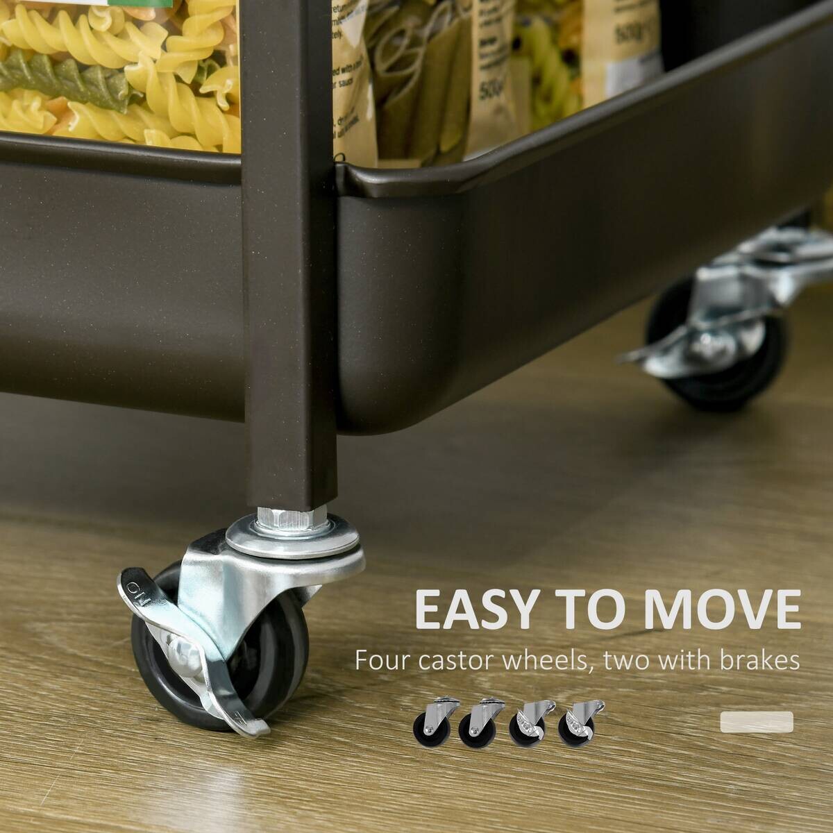 HOMCOM Küchenwagen braun Polypropylen B/H/L: ca. 36,5x118x82 cm