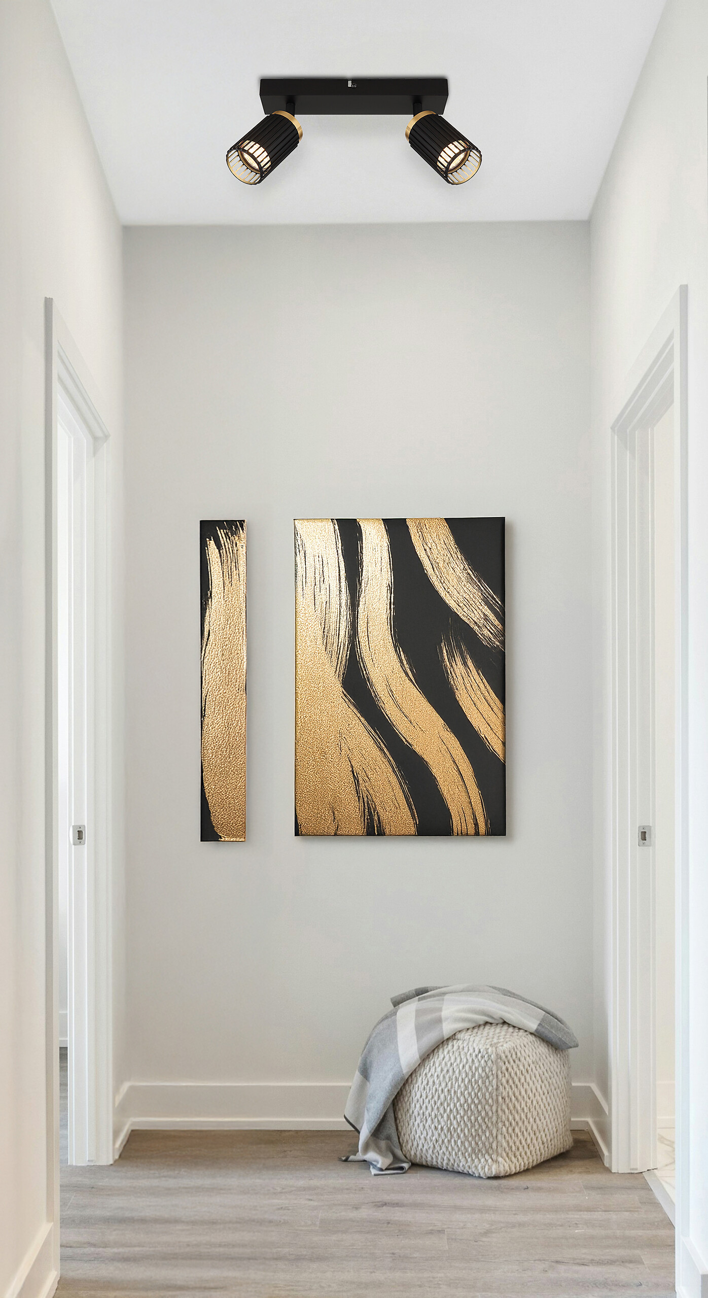 GLOBO Strahler mattschwarz Aluminium Metall B/H/T/L: ca. 12,5x15,5x26x26 cm GU10 2 Brennstellen