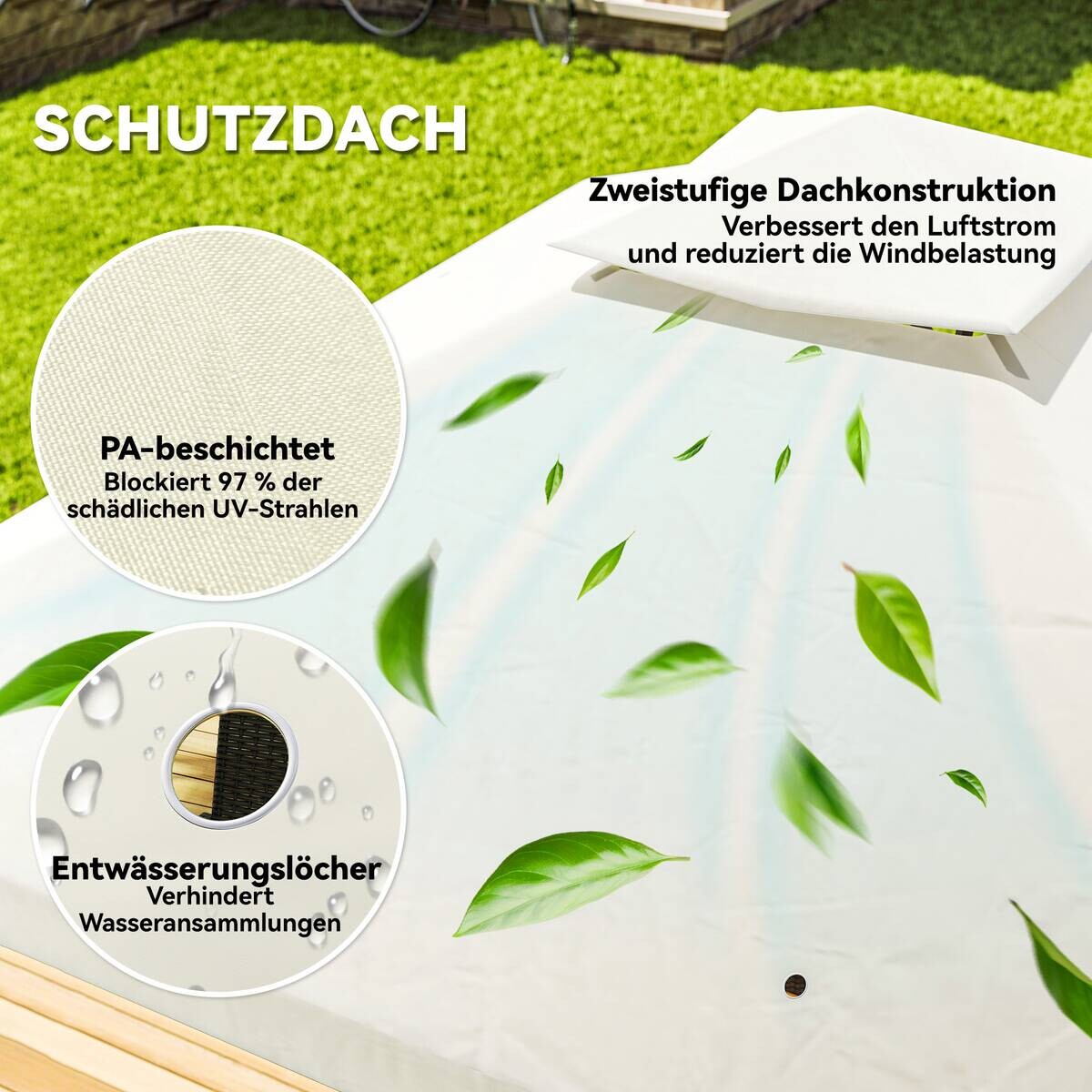 Outsunny Pavillon cremeweiß Metall B/H/L: ca. 298x279x298 cm