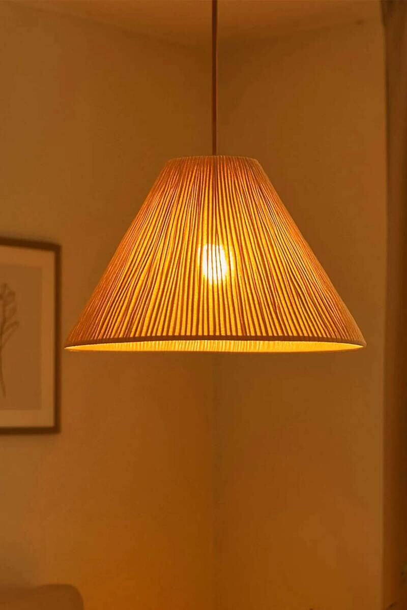 Opviq Pendelleuchte beige Kunststoff B/T/L: ca. 30x30x30 cm E27 1 Brennstellen