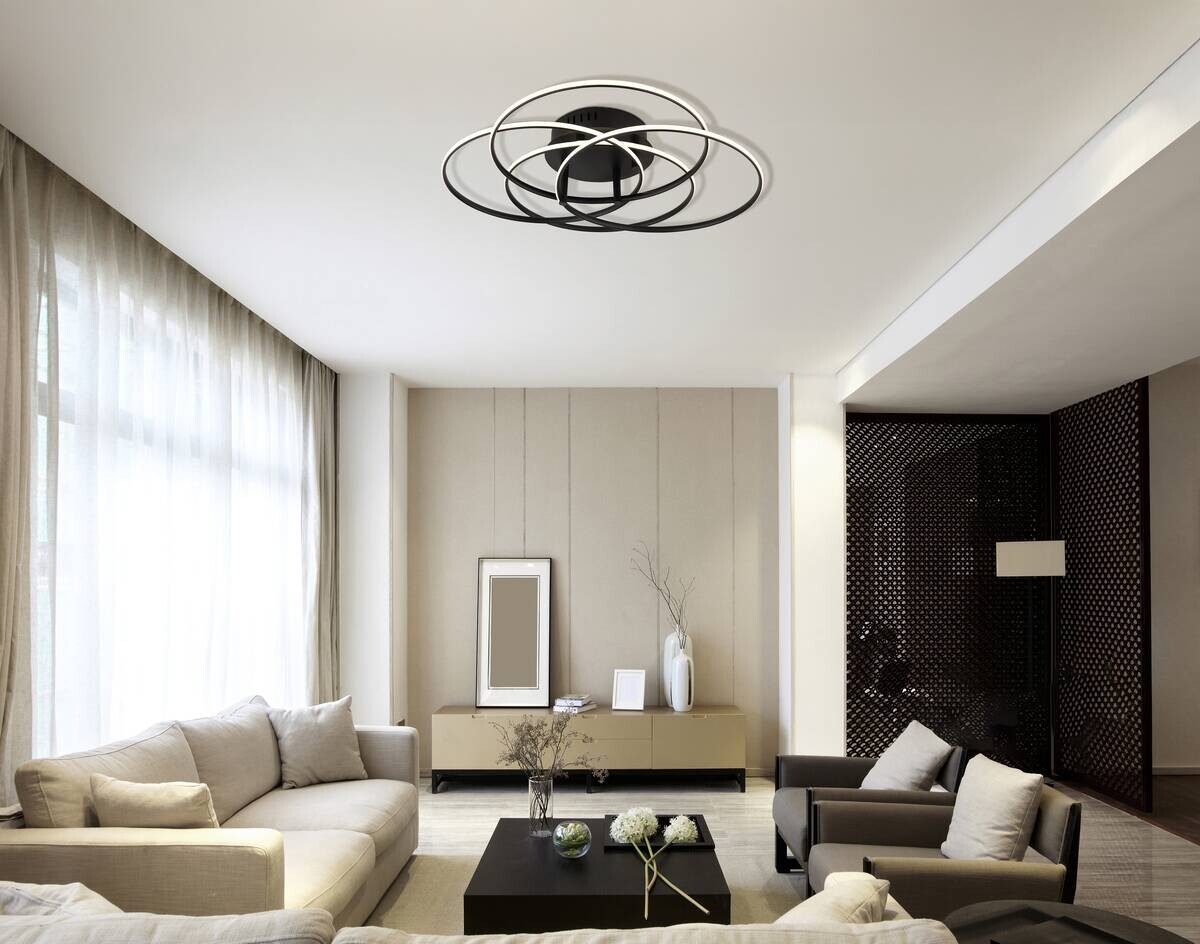 GLOBO Deckenleuchte mattschwarz Opal Metall Aluminium H/D: ca. 11,4x51,5 cm 1 Brennstellen