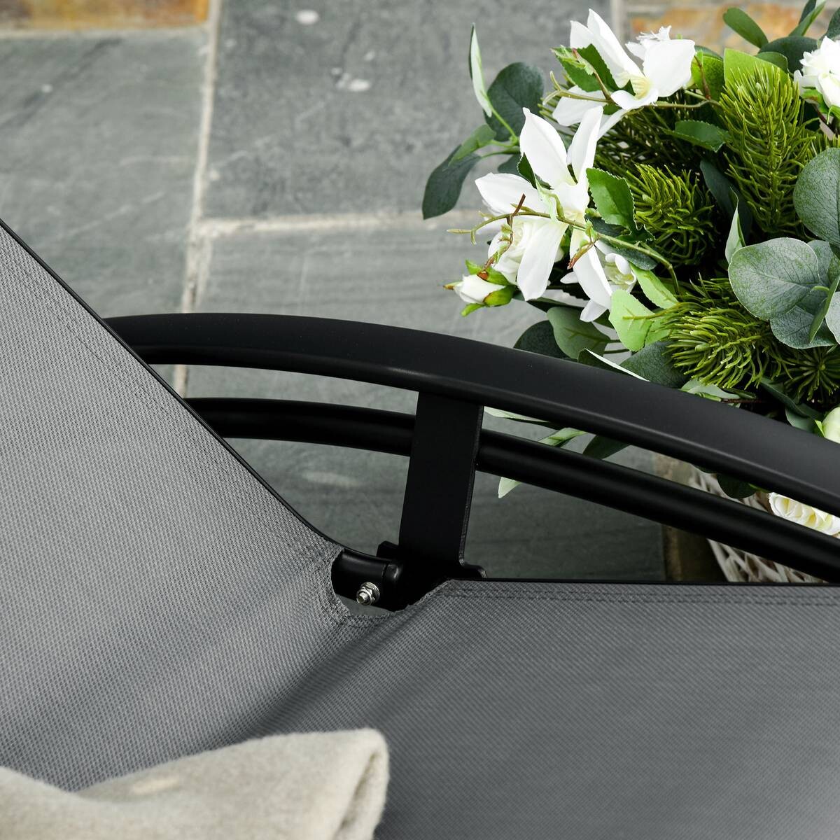 Outsunny Gartenliege grau Aluminium B/H/L: ca. 64x82x171 cm