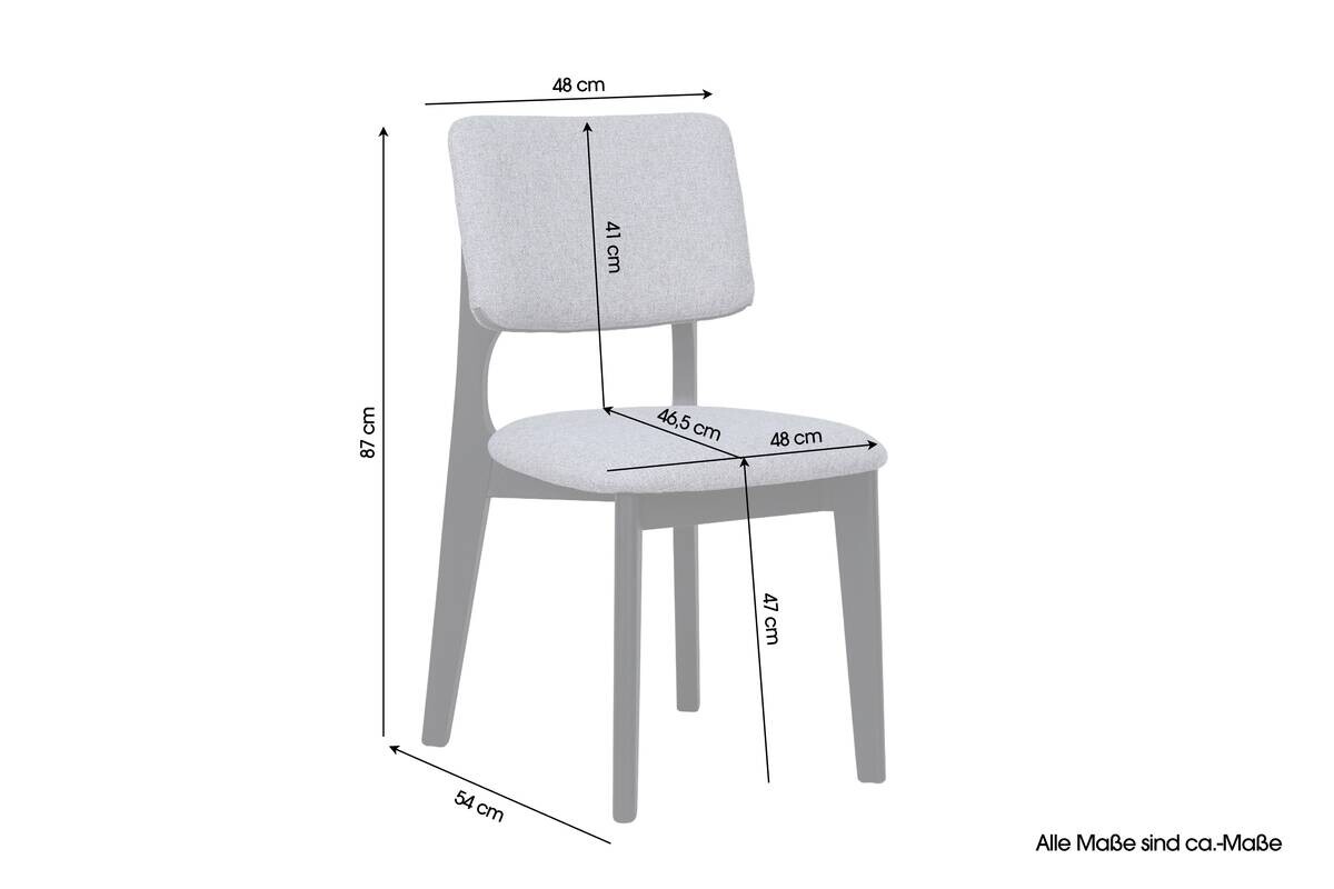 Stuhl ELSA, 2er-Set grau Webstoff B/H/T: ca. 48x87x54 cm