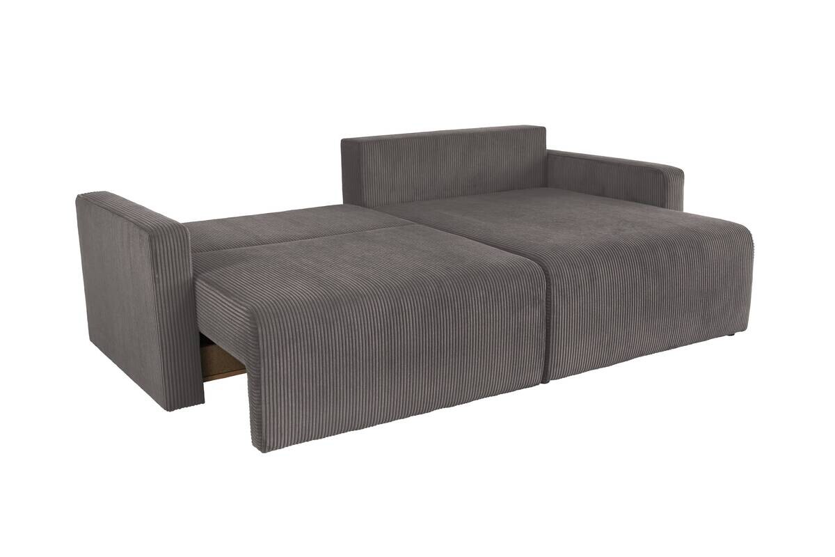 Ecksofa mit Bettfunktion und Bettkasten dunkelgrau Microfaser B/H/T: ca. 227x92x146 cm