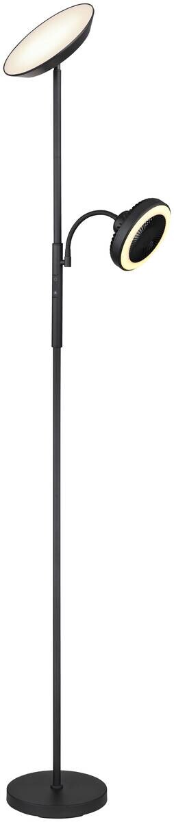 GLOBO Deckenfluter mattschwarz Chrom Metall Kunststoff B/H/T: ca. 25x178x33,7 cm