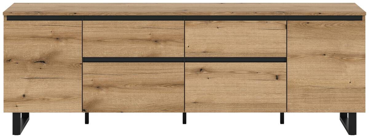 Lowboard Tomasa Evoke Oak Nachbildung schwarz B/H/T: ca. 188x65x36 cm