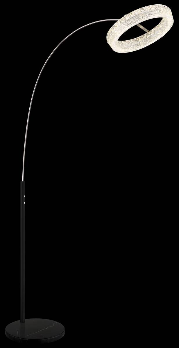 GLOBO Stehleuchte klar schwarz Glas Metall Acryl B/H/L: ca. 40x190x92,5 cm 1 Brennstellen