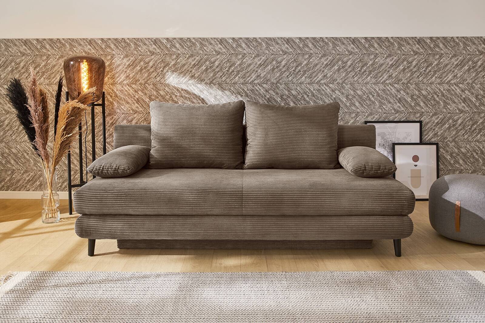 Schlafsofa taupe Microfaser B/H/T: ca. 202x74x99 cm