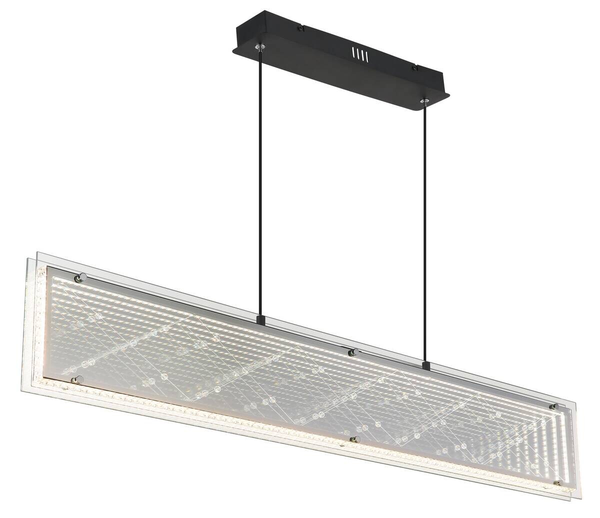 GLOBO Hängeleuchte klar schwarz Aluminium Glas Kunststoff B/H/L: ca. 8x120x113 cm 1.0 Brennstellen