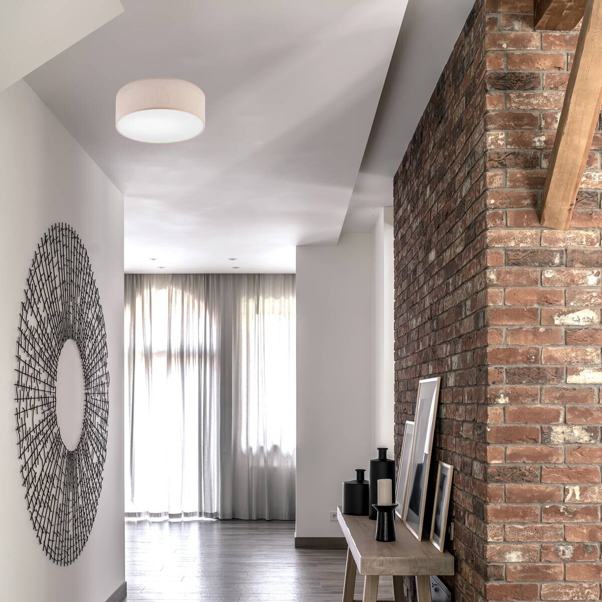 Lamkur Deckenleuchte Vivian beige PVC Textil Kunststoff H/L: ca. 13x35 cm E27 1 Brennstellen