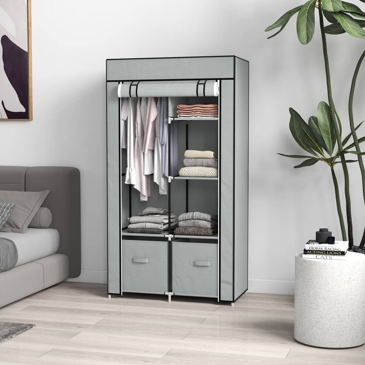 HOMCOM Kleiderschrank hellgrau Polypropylen B/H/L: ca. 42,5x83x162,5 cm