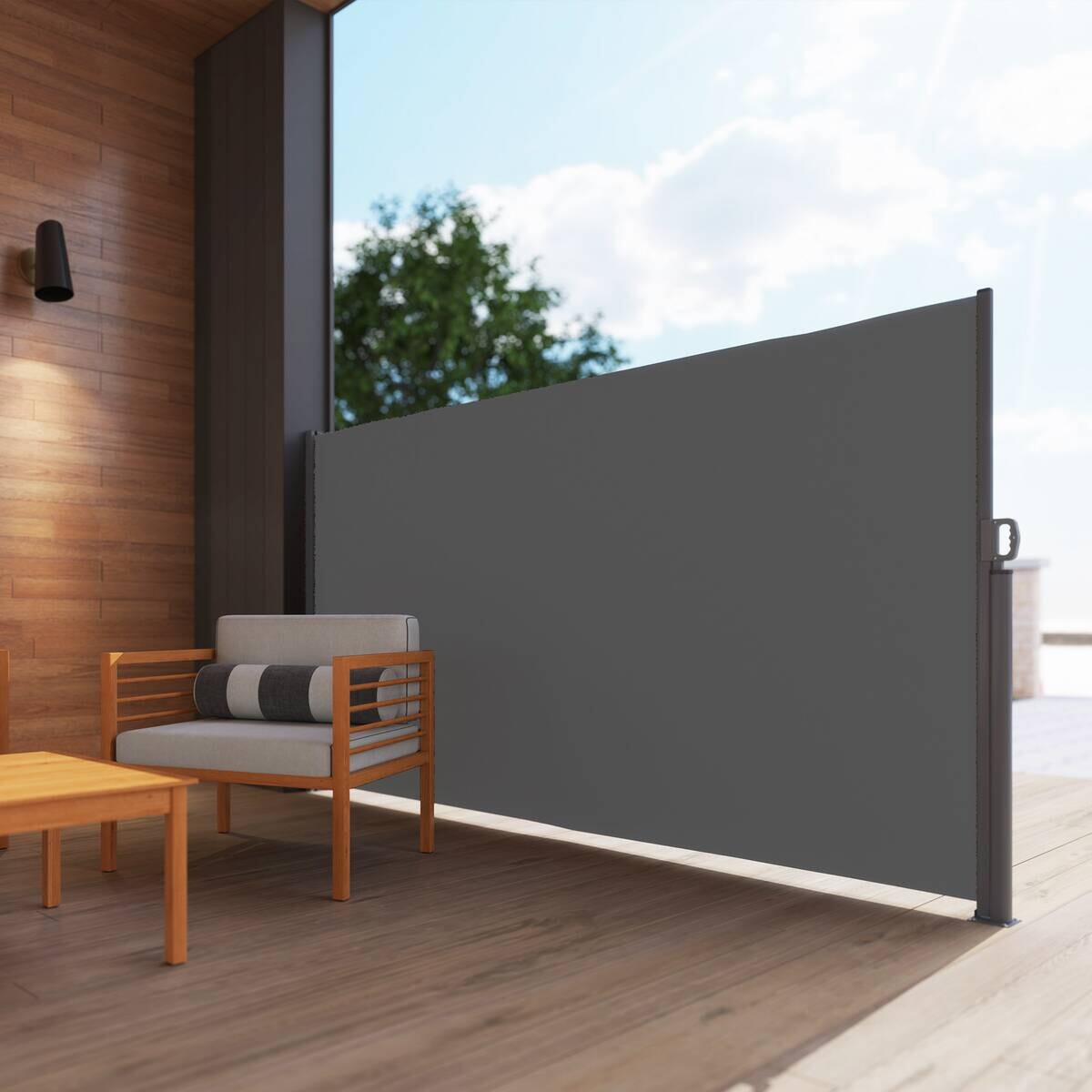 Outsunny Seitenmarkise dunkelgrau Aluminium B/H/L: ca. 1x180x300 cm