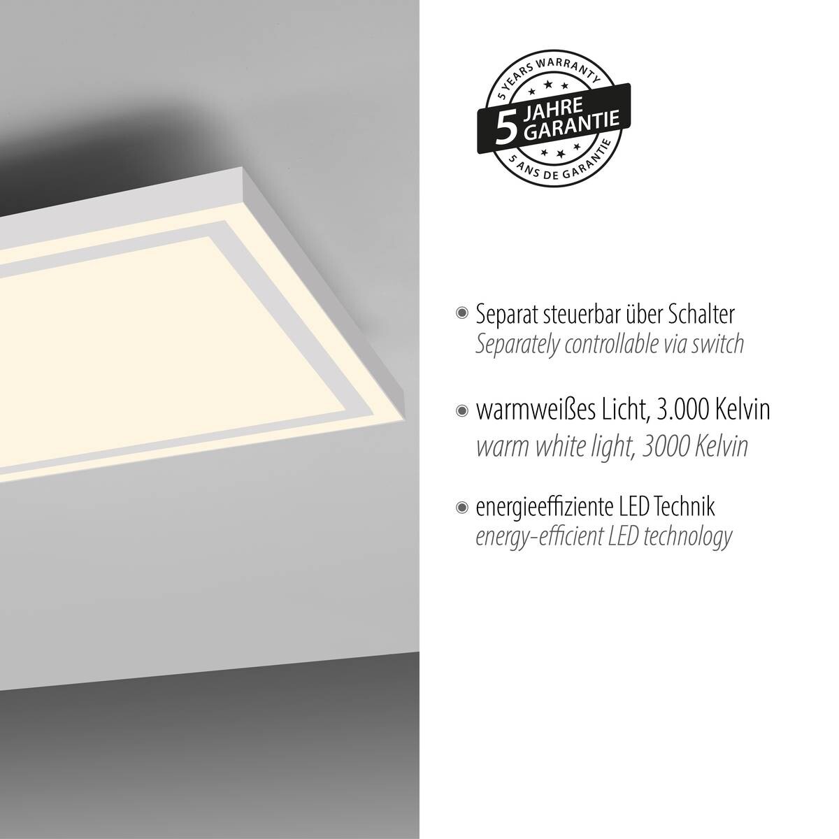 Just Light LED-Deckenleuchte BEDGING 14882-16 weiß Eisen Kunststoff B/H/T: ca. 80x5,6x35 cm 2 Brennstellen