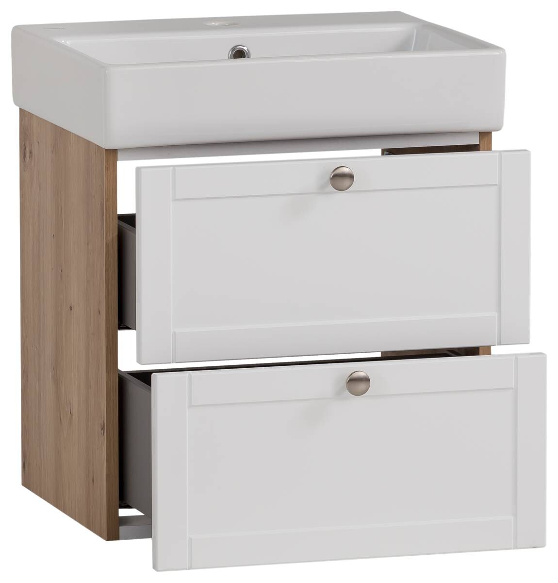 Waschbeckenunterschrank Jesper Eiche Artisan Nachbildung weiß matt B/H/T: ca. 50x57x40 cm