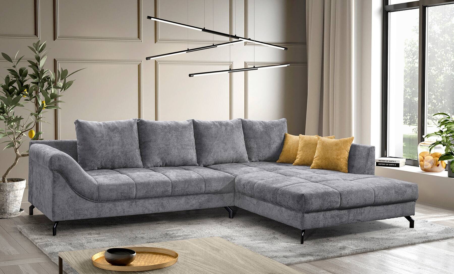 Ecksofa grau Microfaser B/H/T: ca. 306x92x203 cm
