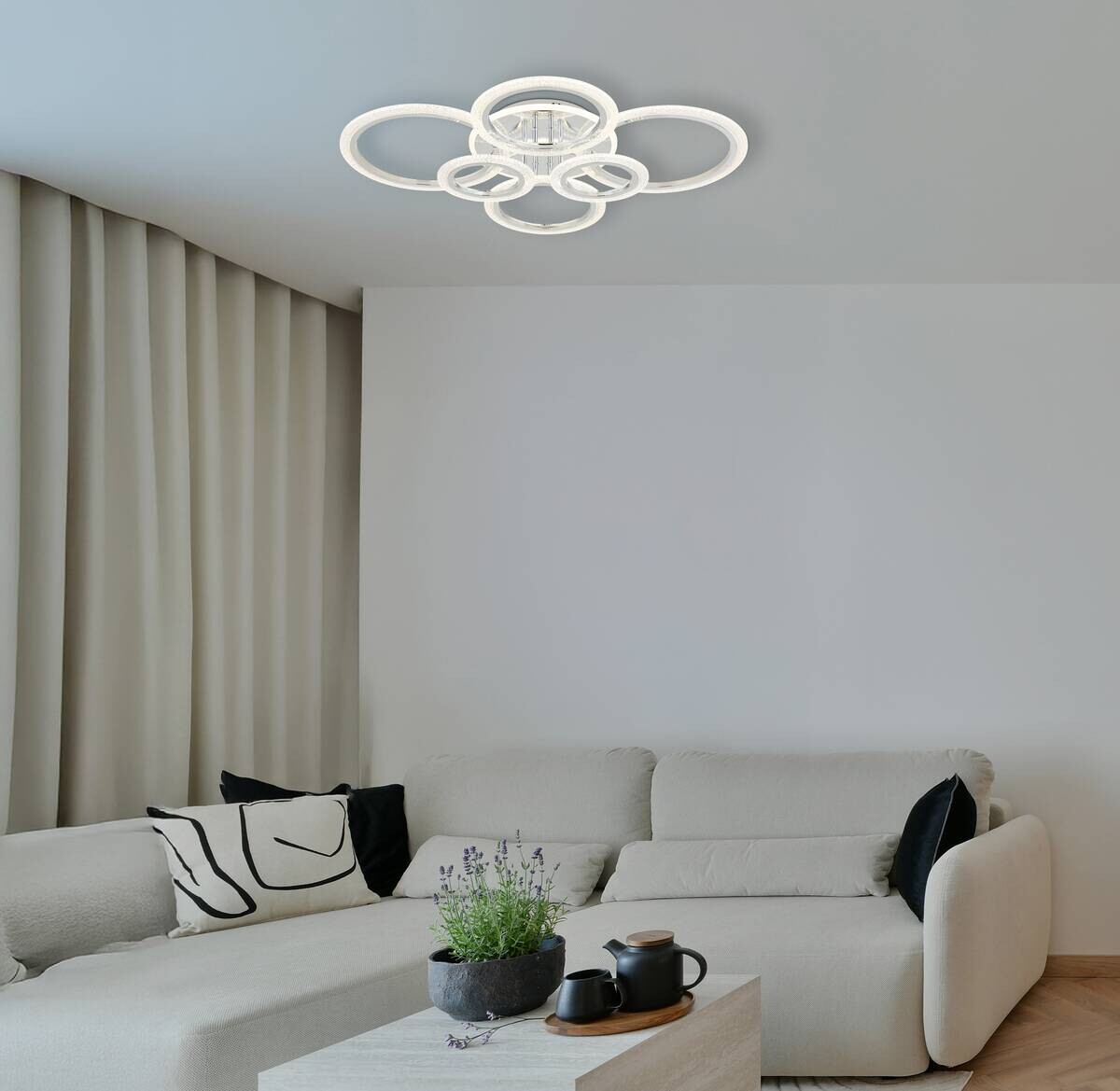 GLOBO LED-Deckenleuchte Chrom klar Kunststoff Metall B/H/L: ca. 60,5x11,5x78 cm 1 Brennstellen