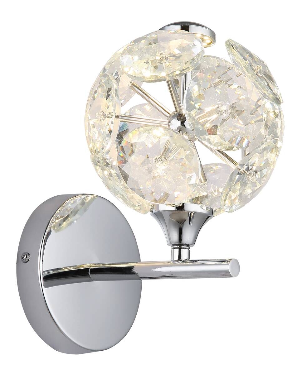 GLOBO Wandleuchte Chrom klar Metall Glas H: ca. 24 cm 1 Brennstellen