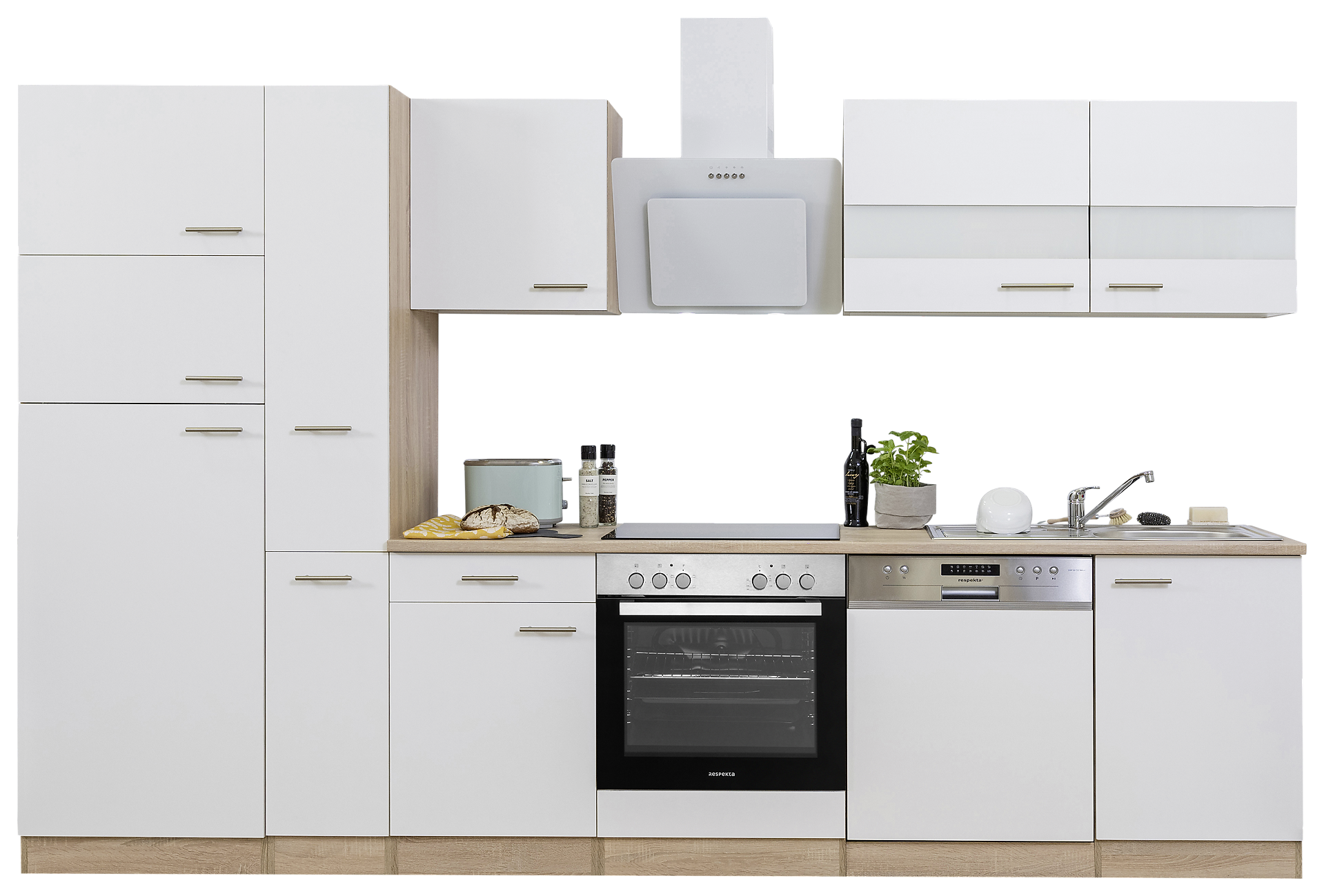 Respekta Küchenblock Economy weiß matt B/H/T: ca. 310x200x60 cm