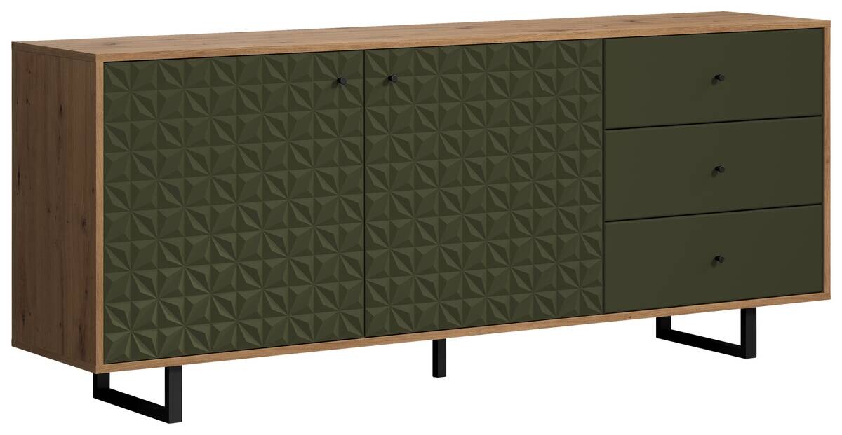 Sideboard Sentra Eiche Artisan Nachbildung grün dunkel B/H/T: ca. 183x75x40 cm