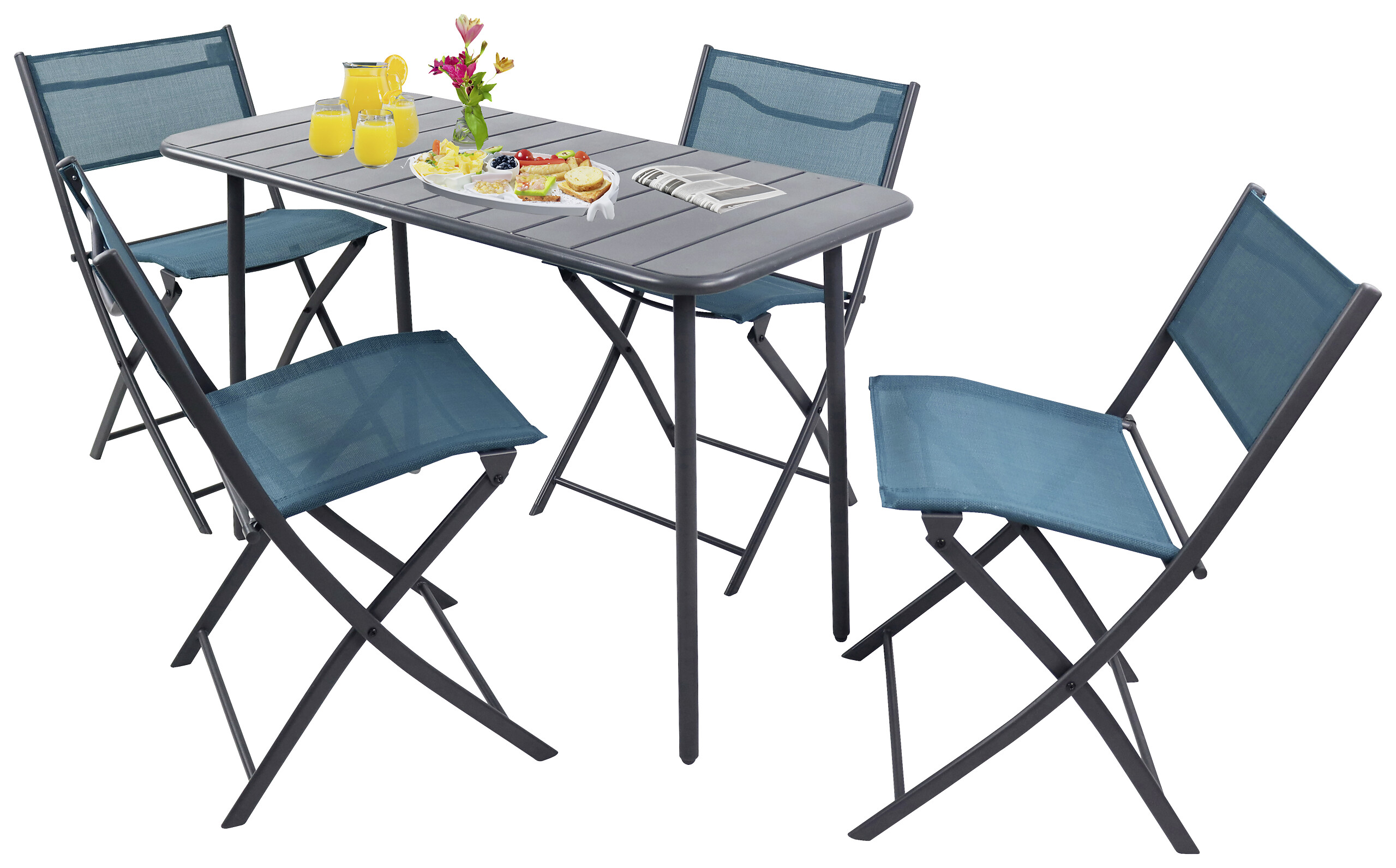VCM Gartensitzgruppe Sumila türkis Stahl B/H/L: ca. 45x79x46 cm