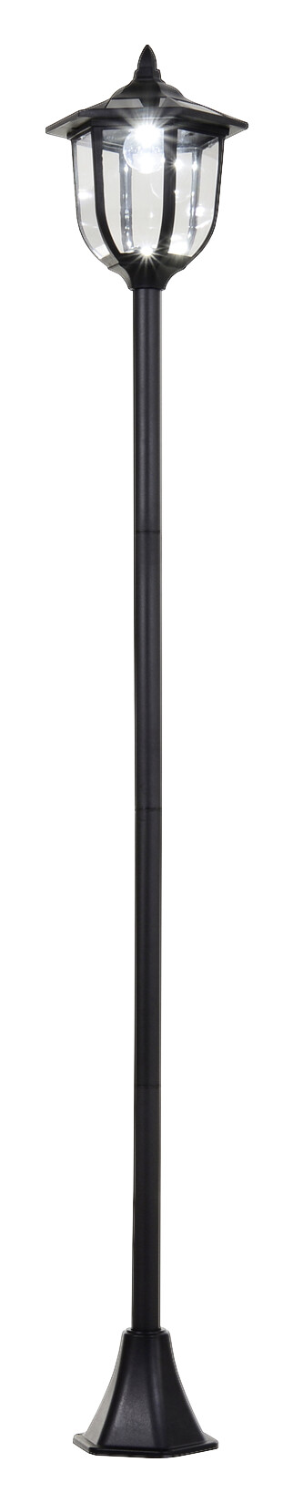 Gartenlaterne mit LED schwarz Kunststoff Edelstahl H/D: ca. 177x27 cm