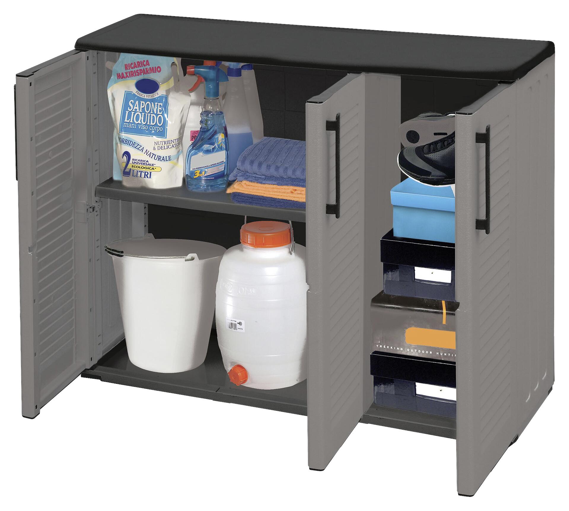 ArtPlast Kunststoffschrank Easy grau B/H/L: ca. 37x84x102 cm