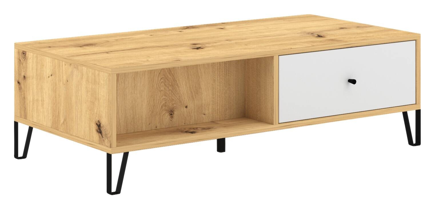 WIPMEB Couchtisch BILBAO Eiche Artisan weiß B/H/T: ca. 110x37x60 cm