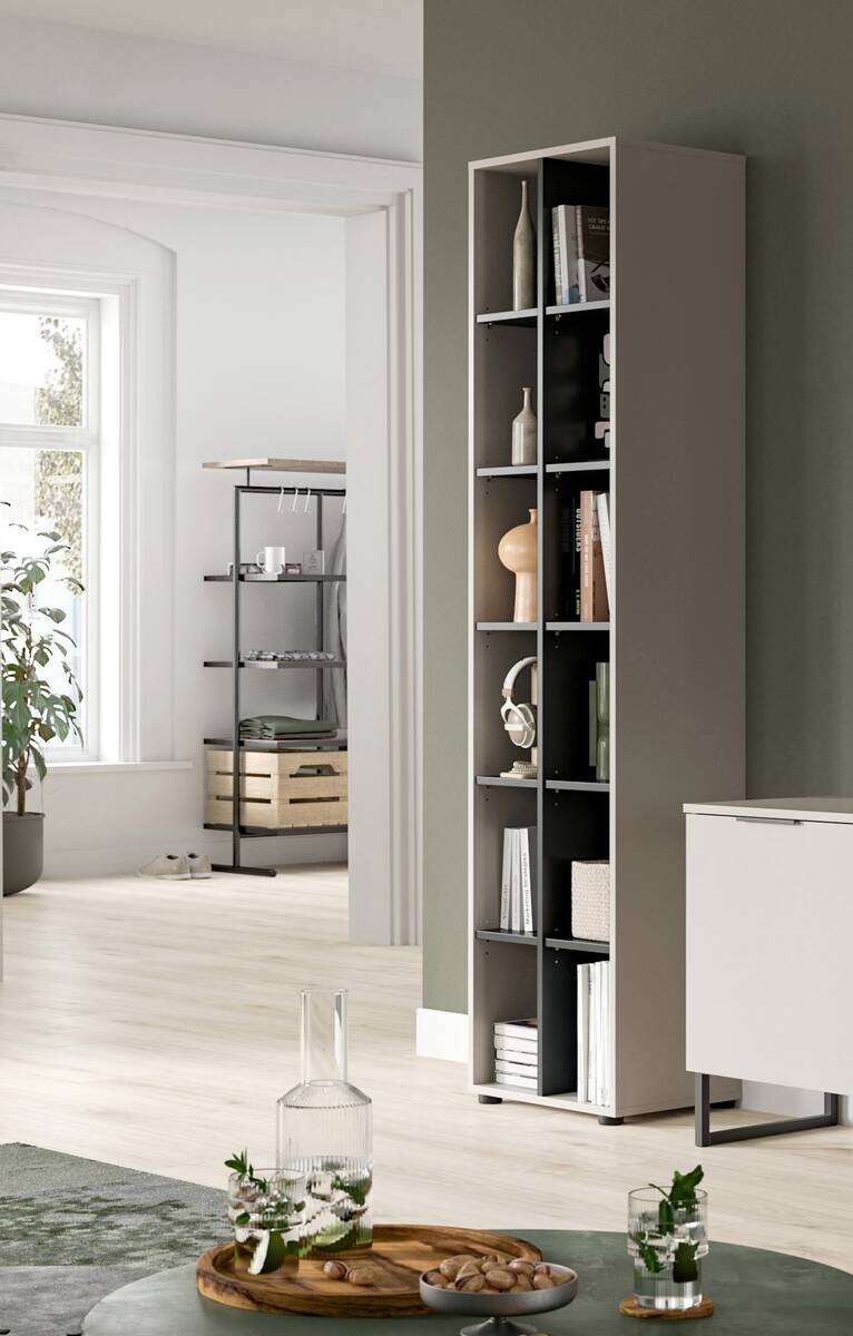 Regal Noida Kaschmirgrau Nachbildung schwarz B/H/T: ca. 192x45x35 cm