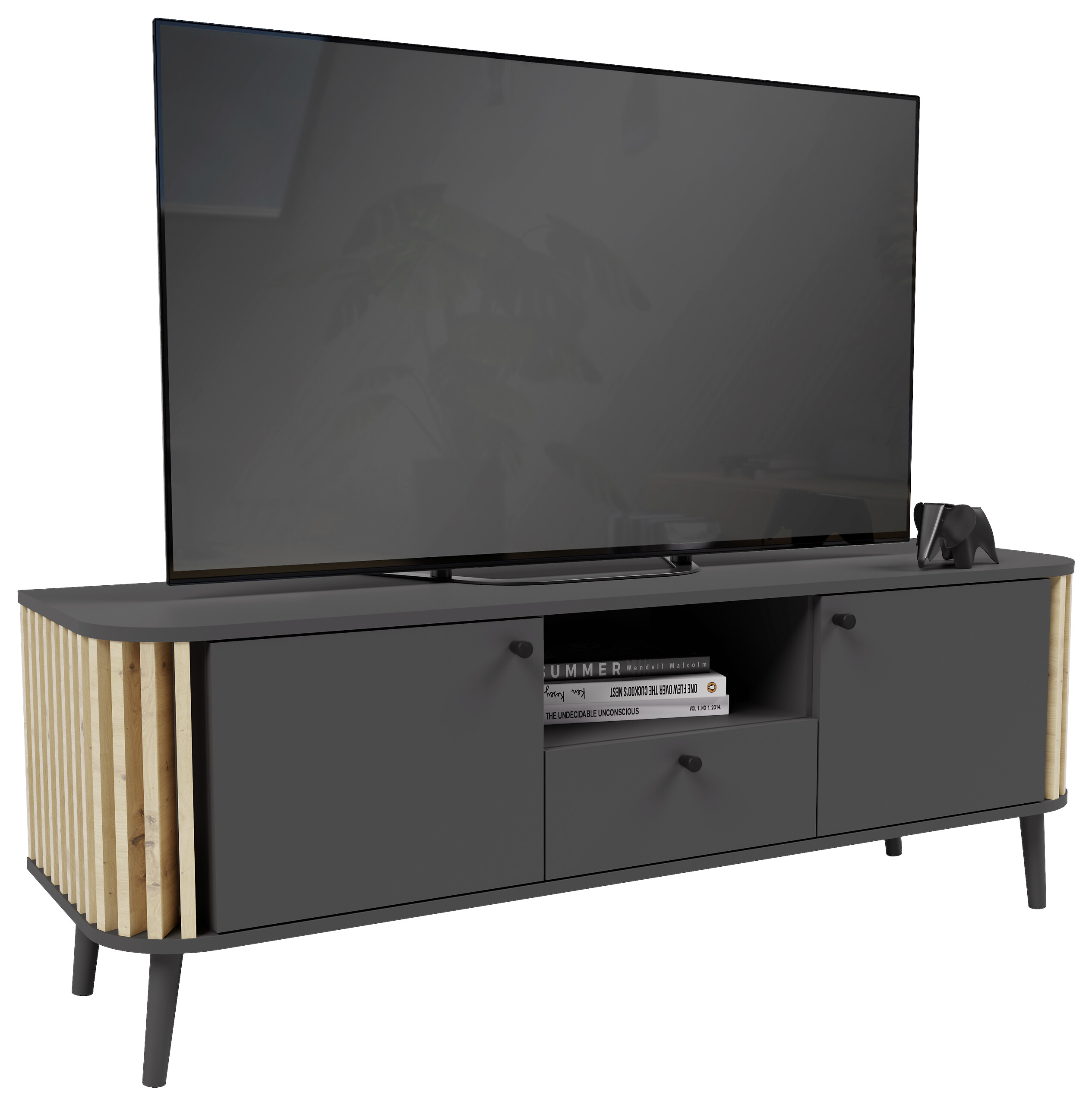 Lowboard PURE grau Eiche Artisan Nachbildung B/H/T: ca. 138x50x40 cm