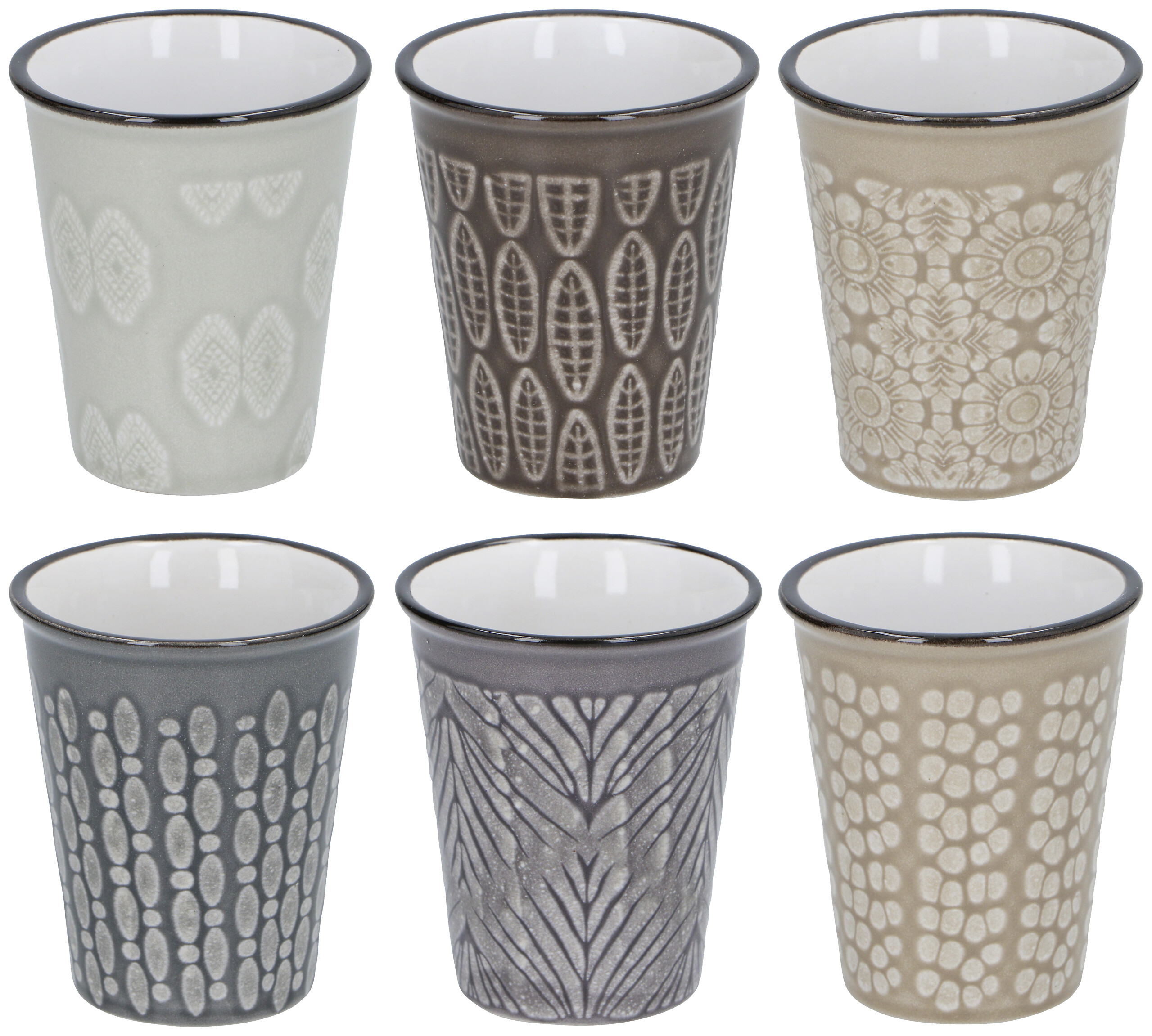 Tassen-Set braun Steinzeug B/H/L: ca. 6,4x7,5x6,4 cm