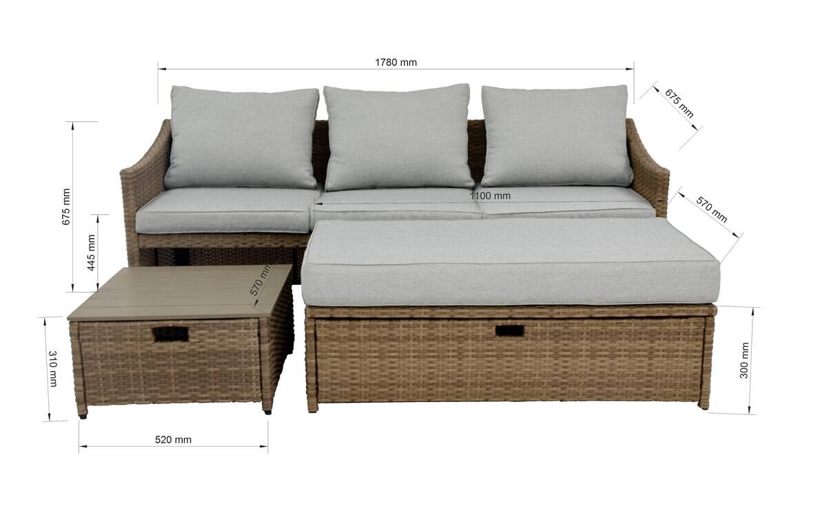 POCOline Gartensitzgruppe Anna braun Stahl