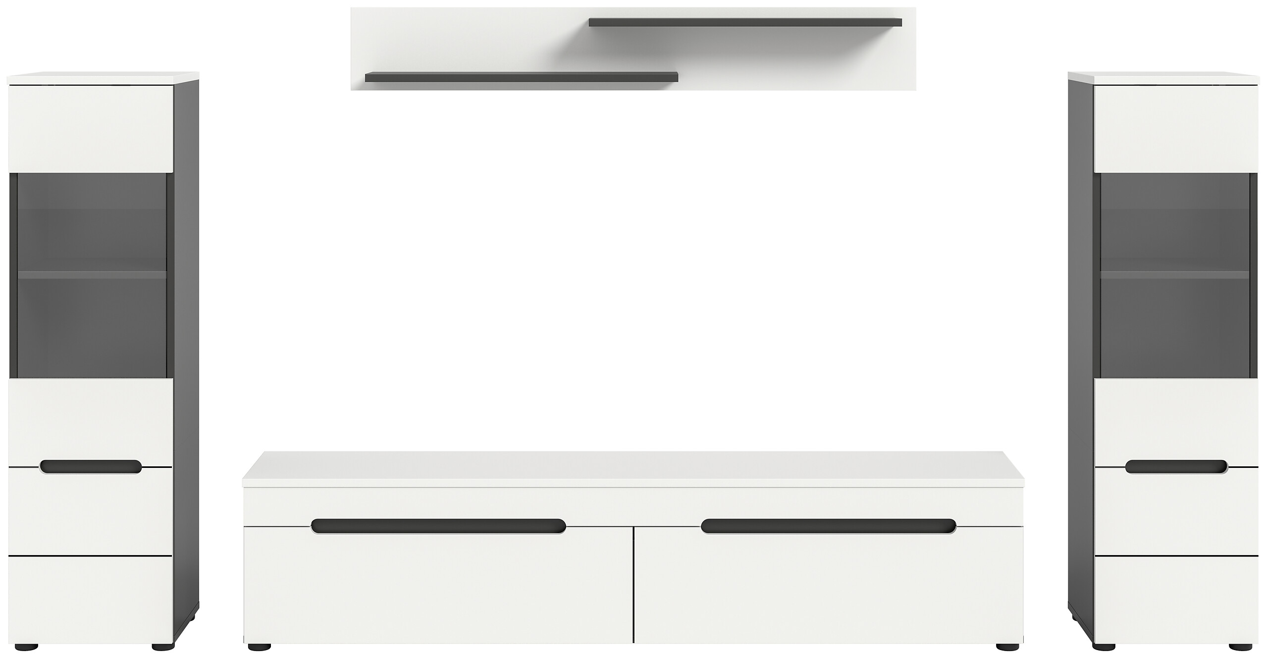 Wohnwand Canu basaltgrau weiß B/H/T: ca. 272x141x33 cm