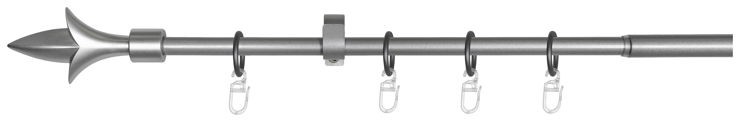 Gardinenstange silber Aluminium ausziehbar von ca. 130 bis 240 cm 1.0 Läufe