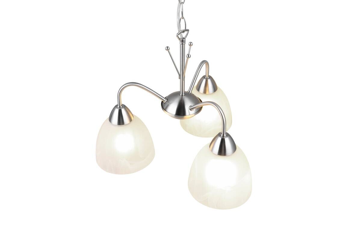 Reality Pendelleuchte Dobby nickel weiß Glas PVC Metall H/D: ca. 150x43 cm E27 3 Brennstellen