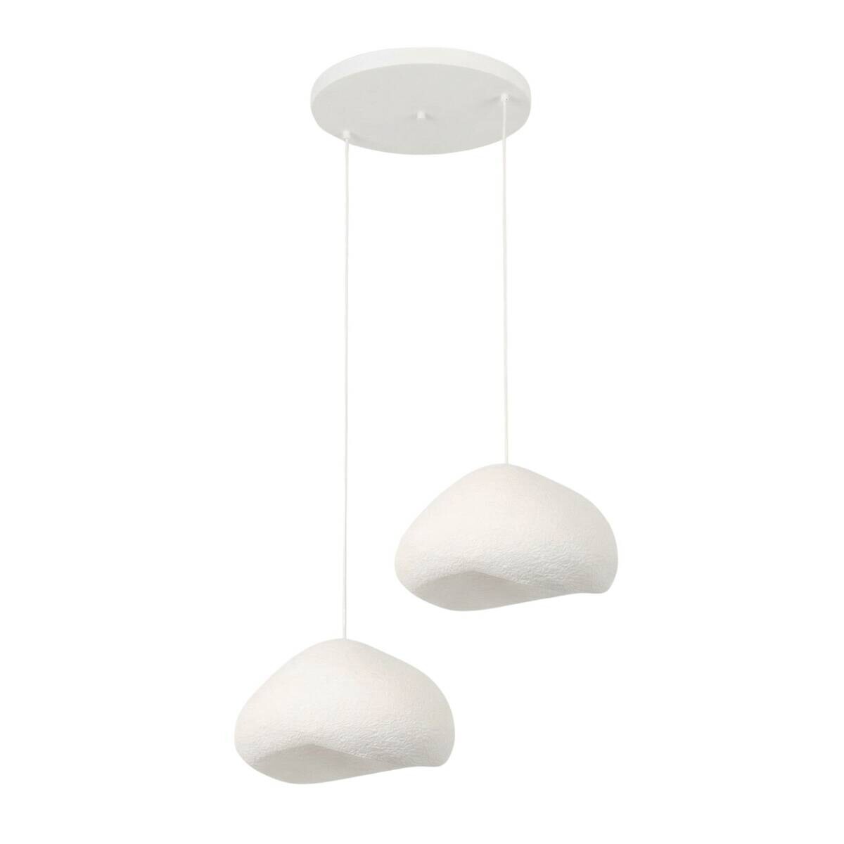 Opviq Pendelleuchte weiß Metall Fiberglas B/T/L: ca. 50x46x50 cm E27 2 Brennstellen