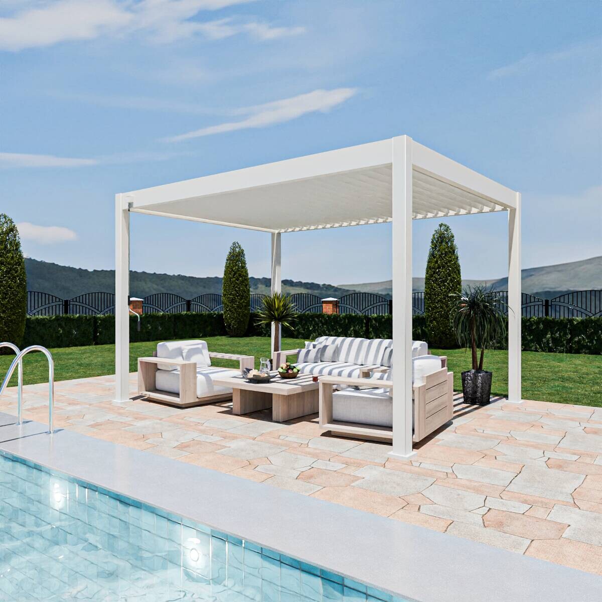 PergoLine Pergola Superior weiß Aluminium B/H/L: ca. 400x255x300 cm