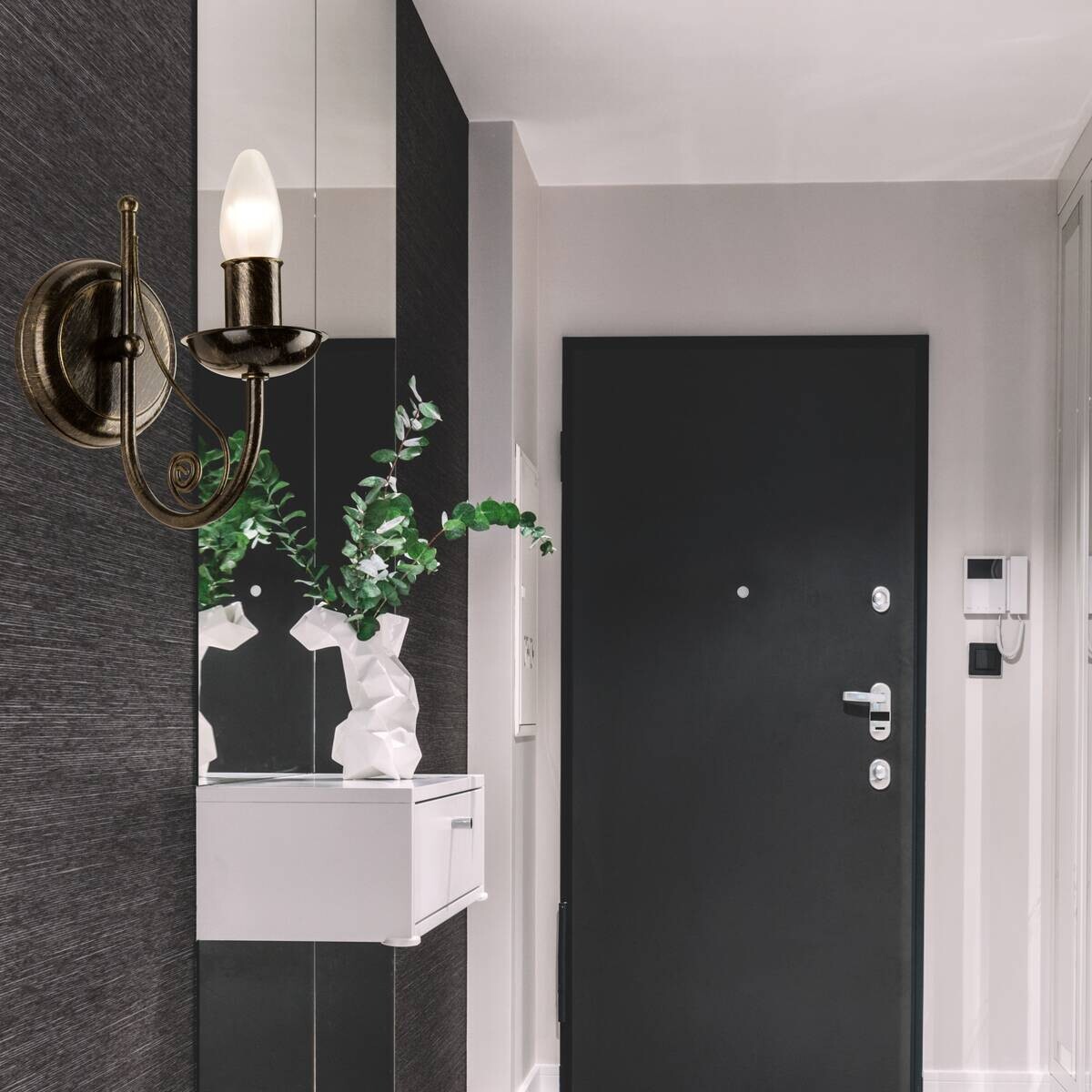 Lamkur Wandleuchte Donato schwarz Stahl H/L: ca. 20x19 cm E14 1 Brennstellen