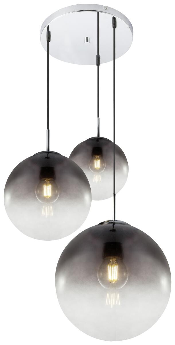 GLOBO Pendelleuchte Varus Chrom Rauchglas H/D: ca. 120x51 cm E27 3 Brennstellen