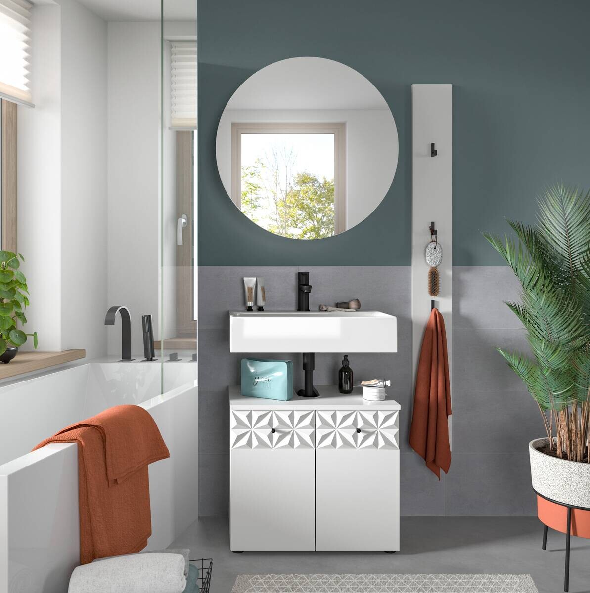 Badezimmer-Set Prisma weiß B/H/T: ca. 91x187x37 cm