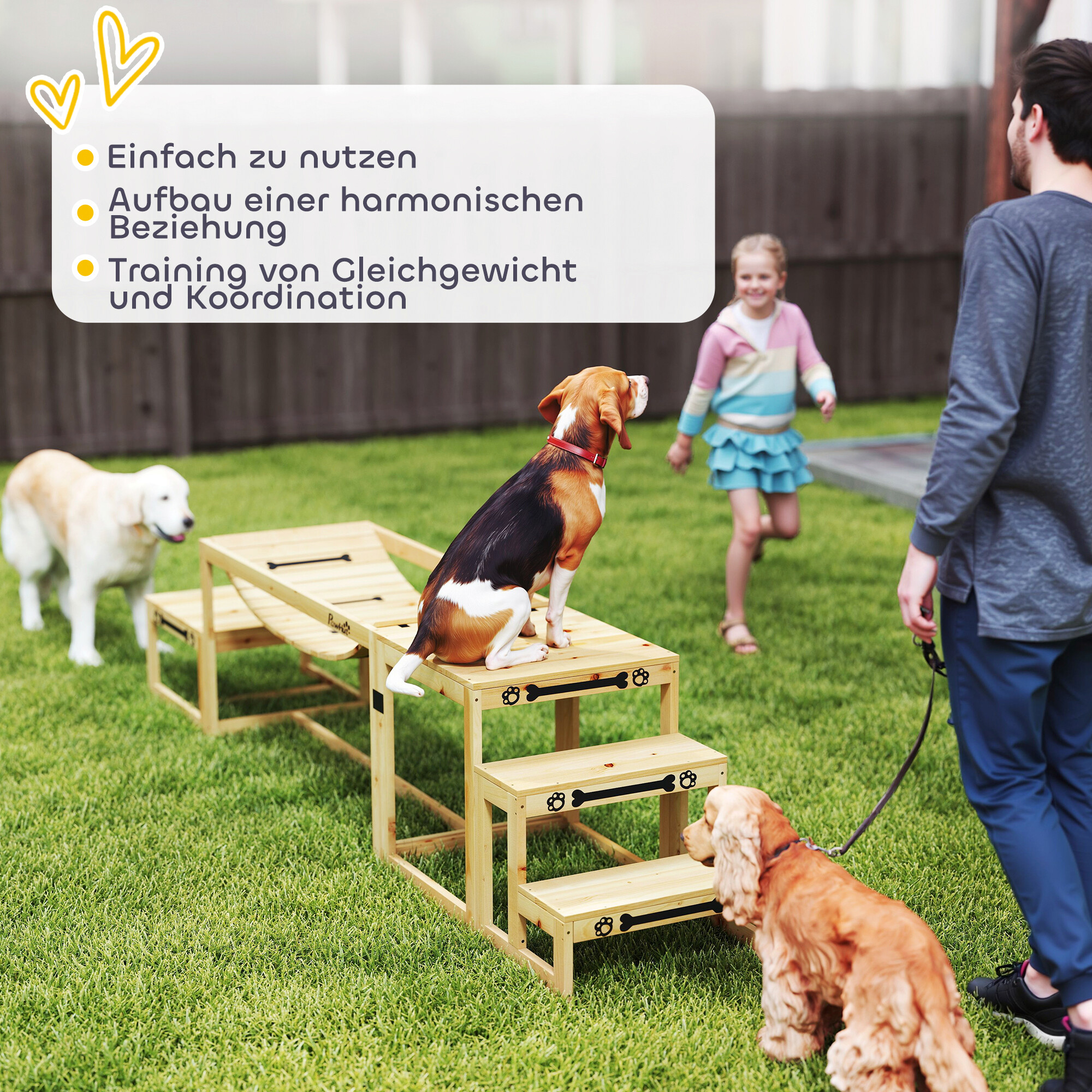 PawHut Hunde Agility Set Holzoptik Holz B/H/L: ca. 50x56x120 cm